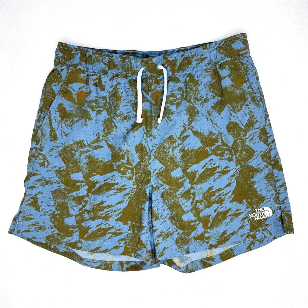 North Face Shorts Mens Small Blue Camo Swim Lined Quick Dry Elastic Waist 5